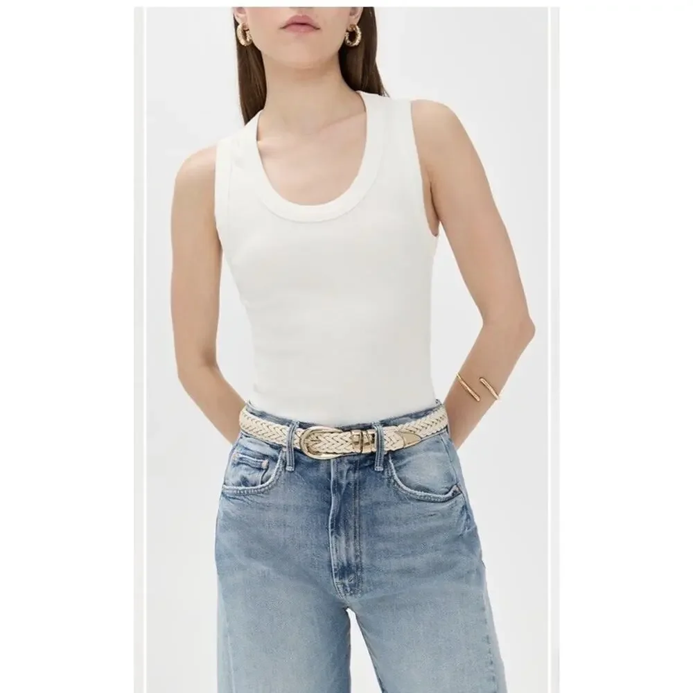 Madewell Woven Triple Metal Keeper Belt Vintage Ivory M/L NEW $88